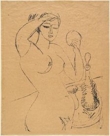 Nude Girl at her Toilette, 1912. Creator: Ernst Kirchner