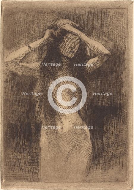 Nude Girl Combing Her Hair, 1887. Creator: Paul Albert Besnard.