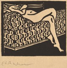 Nude Girl Lying on a Sofa, 1905. Creator: Ernst Kirchner