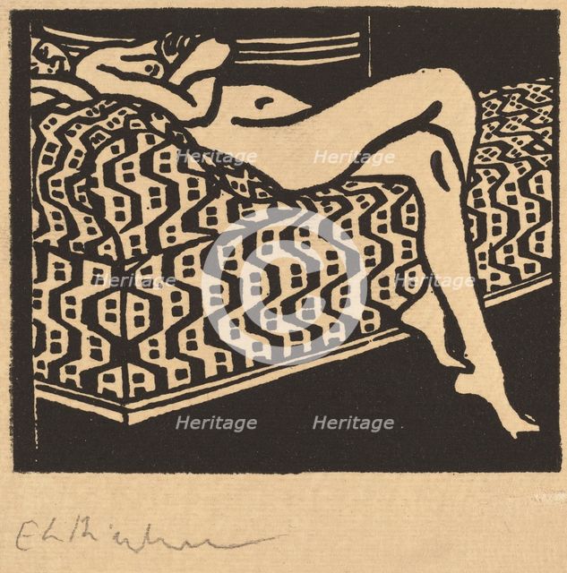 Nude Girl Lying on a Sofa, 1905. Creator: Ernst Kirchner.