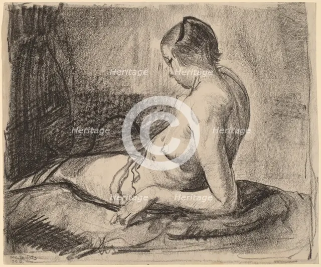 Nude Girl Reclining, 1919. Creator: George Wesley Bellows.