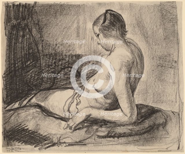 Nude Girl Reclining, 1919. Creator: George Wesley Bellows.
