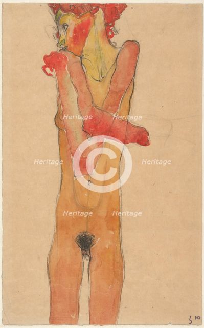 Nude Girl with Folded Arms, 1910. Artist: Schiele, Egon (1890–1918)