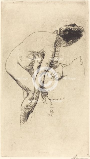 Nude Holding Her Leg (Femme nue se tenant la jambe), 1886. Creator: Paul Albert Besnard.
