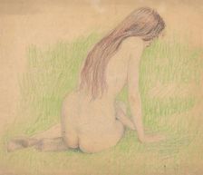Nude in a meadow, around 1912. Creator: Ivan Zabota