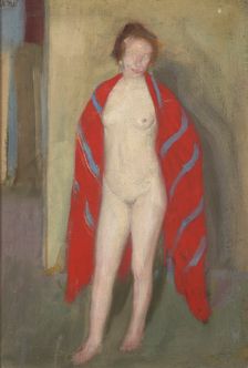 Nude in a Red Shawl, 1910. Creator: Wojciech Weiss