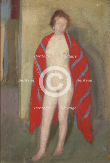 Nude in a Red Shawl, 1910. Creator: Wojciech Weiss.
