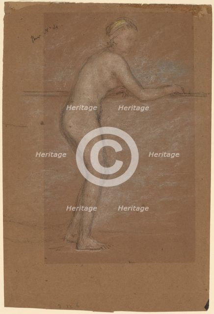 Nude Leaning on a Rail [recto], 1871/1874. Creator: James Abbott McNeill Whistler.