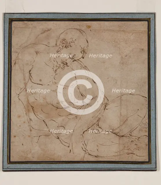 Nude Man Asleep, between 1540 and 1549. Creator: Luca Cambiaso.