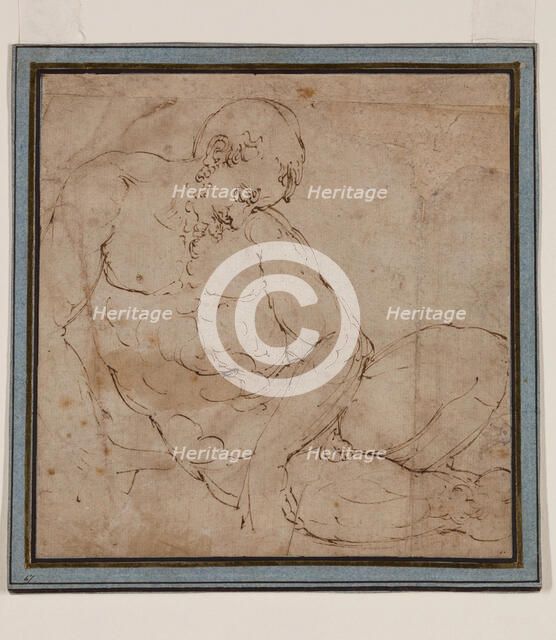 Nude Man Asleep, between 1540 and 1549. Creator: Luca Cambiaso.