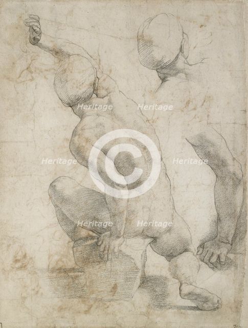 Nude Man seated on a Stone, early 16th century. Artist: Raphael.