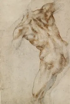 Nude male Torso (possibly a study for the Battle of Cascina), 1501-1505. Creator: Michelangelo Buonarroti