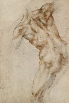 Nude male Torso (possibly a study for the Battle of Cascina), 1501-1505. Creator: Michelangelo Buonarroti