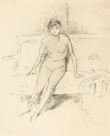 Nude Model on an Empire Sofa, 1893. Creator: James Abbott McNeill Whistler