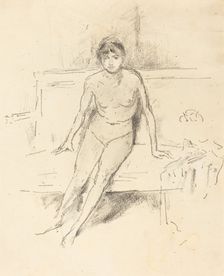 Nude Model on an Empire Sofa, 1893. Creator: James Abbott McNeill Whistler