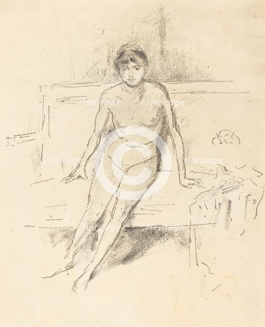 Nude Model on an Empire Sofa, 1893. Creator: James Abbott McNeill Whistler.