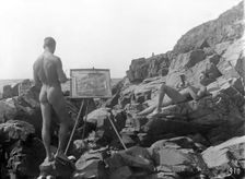 Nude modelling by the sea, 1910. Creator: Unknown