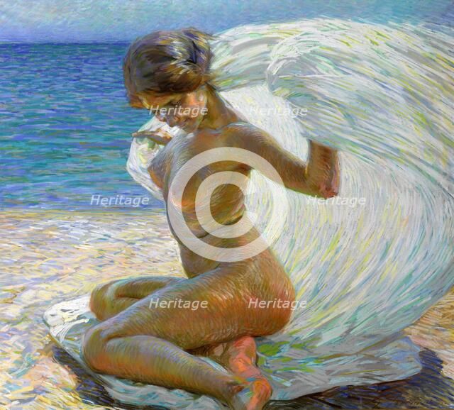 Nude on the beach. Creator: Piccioni, Gino (1873-1941).