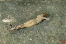 Nude on the Beach at Portici, 1874. Artist: Fortuny, Marià (1838-1874)