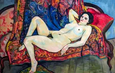 Nude on the red sofa, 1920. Creator: Valadon, Suzanne (1865-1938)
