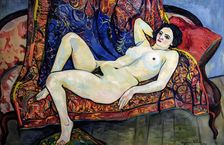 Nude on the red sofa, 1920. Creator: Valadon, Suzanne (1865-1938)