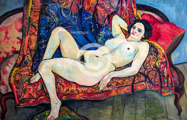 Nude on the red sofa, 1920. Creator: Valadon, Suzanne (1865-1938).