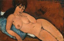 Nude on a Blue Cushion, 1917. Creator: Amadeo Modigliani