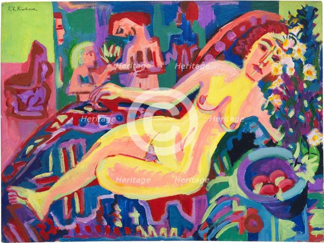 Nude on a Divan, 1924. Creator: Kirchner; Ernst Ludwig (1880-1938).