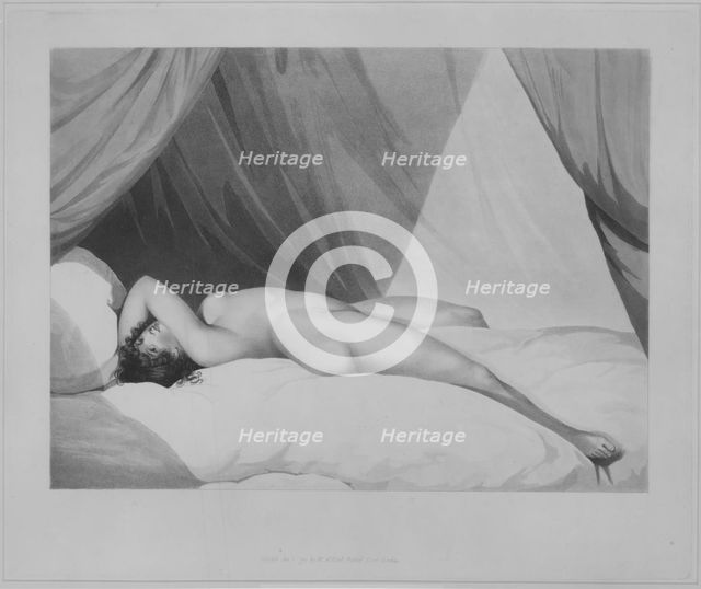 Nude Reclining on Curtained Bed [Emma Hamilton (?)], November 1, 1797. Creator: Attributed to Adam Buck (Irish, Cork 1759-1833).