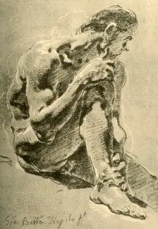 Nude seated 1715-1716, (1928). Artist: Giovanni Battista Tiepolo