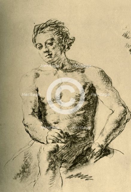 'Nude seated', mid 18th century, (1928). Artist: Giovanni Battista Tiepolo.