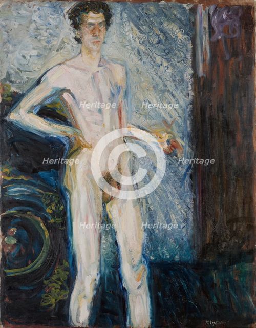 Nude Self-Portrait with Palette, 1908. Artist: Gerstl, Richard (1883-1908)