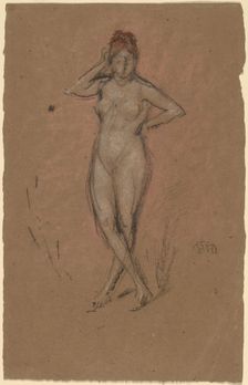 Nude Standing with Legs Crossed, c. 1878. Creator: James Abbott McNeill Whistler