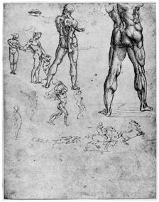 Nude studies for The Battle of Anghiari c1503-1505 (1954). Artist: Leonardo da Vinci