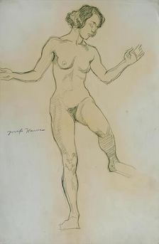Nude study in dance pose, 1925. Creator: Josef Wawra