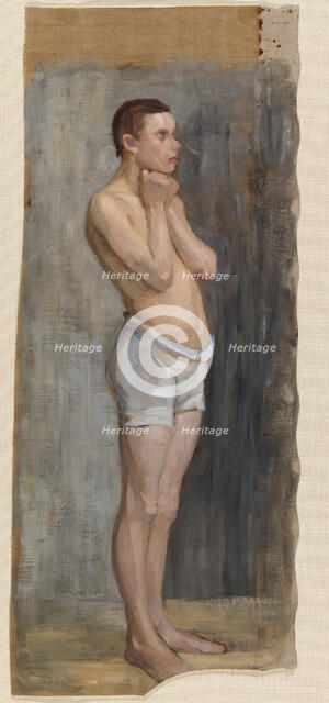 Nude Study, Standing Boy, 1903. Creator: Maria Wiik.