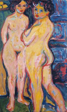 Nudes Standing by Stove, 1908. Artist: Kirchner, Ernst Ludwig (1880-1938)