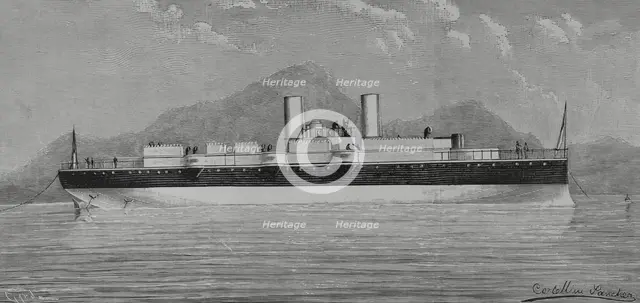 "Nueva Esmeralda", Warship built in England for the Chilean Navy, 1883.  Creators: Angel Cortellini Sanchez, Tomás Carlos Capuz.