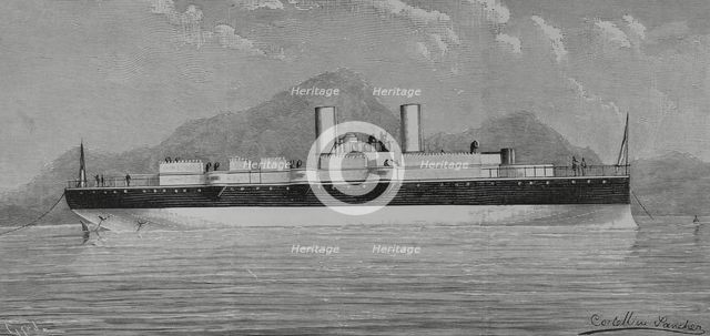 "Nueva Esmeralda", Warship built in England for the Chilean Navy, 1883.  Creators: Angel Cortellini Sanchez, Tomás Carlos Capuz.