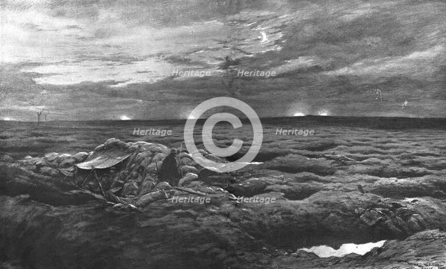 'Nuit calme devant Douaument, en terrain reconquis', 1916. Creator: Unknown.
