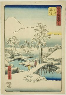 Numazu: Mount Fuji and Mount Ashigara in Clear Weather after Snow, no. 13 (Numazu, Ashigar..., 1855. Creator: Ando Hiroshige