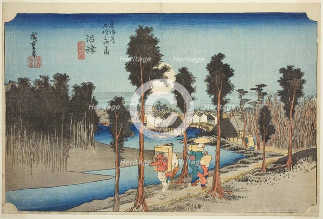 Numazu: Twilight (Numazu, tasogare zu), from the series "Fifty-three Stations of the..., c. 1833/34. Creator: Ando Hiroshige.
