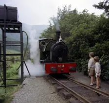 Number 4 engine at the Dolgoch falls stop on the The Talyllyn railway, Snowdonia, Wales, 1969. Creator: Michael Walters