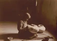 Nunipayo [i.e. Nampeyo] decorating pottery, c1900. Creator: Edward Sheriff Curtis