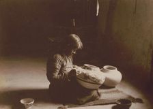 Nunipayo [i.e. Nampeyo] decorating pottery, c1900. Creator: Edward Sheriff Curtis