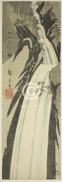 Nunobiki Waterfall in Settsu Province (Sesshu Nunobiki no taki), from an untitled series of..., 1854 Creator: Ando Hiroshige.