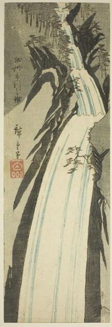 Nunobiki Waterfall in Settsu Province (Sesshu Nunobiki no taki), from an untitled series of..., 1854 Creator: Ando Hiroshige