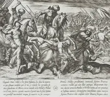 Nuño Salido Tells the Infantes of the Betrayal and is Killed by a Moor, 1612. Creator: Antonio Tempesta