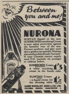 Nurona suntan preparations, 1939