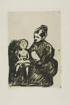Nurse with a Boy/The Mother and the Crying Child, 1902. Creator: Edvard Munch